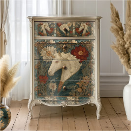 Vintag Jade Red William Morris Style Unicorn Seidenpapier