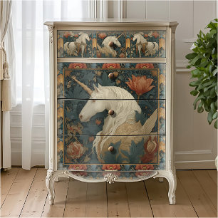 Vintag Jade Red William Morris Style Unicorn Seidenpapier