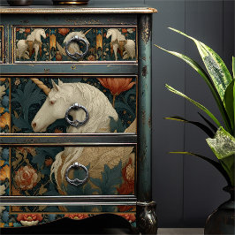 Vintag Jade Red William Morris Style Unicorn Seidenpapier