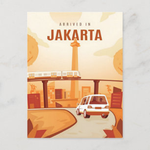 Vintag Jakarta Indonesien java Travel Water color Postkarte