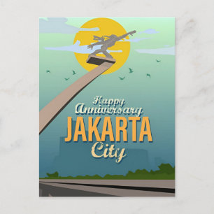 Vintag Jakarta Indonesien java Travel Water color Postkarte