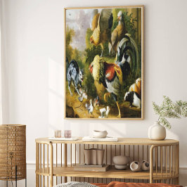 Vintag Jakub Bogdan Cat unter den Roosters Leinwanddruck