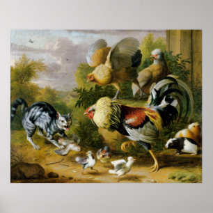 Vintag Jakub Bogdan Cat unter den Roosters Poster