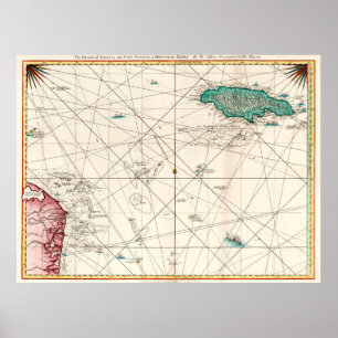 Vintag Jamaika & Cape Gracias Map (1775) Poster