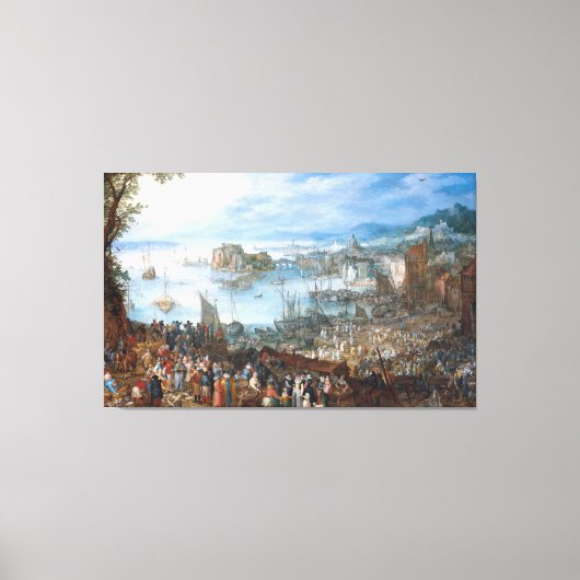 Vintag Jan Brueghel, der große Fischmarkt Leinwanddruck (Vorderseite)
