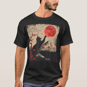 Vintag Japan Art japanisches Thema Retro Print Bla T-Shirt