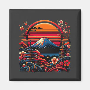 Vintag Japanisch Cherry Blossom Sakura Mount Fuji Magnet