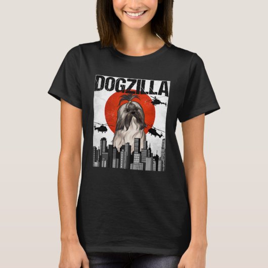 Vintag Japanisch Dogzilla Lhasa Apsos T-Shirt (Vorderseite)