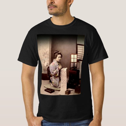 Vintag Japanisch Geisha - Briefschriftsteller T-Shirt (Vorderseite)