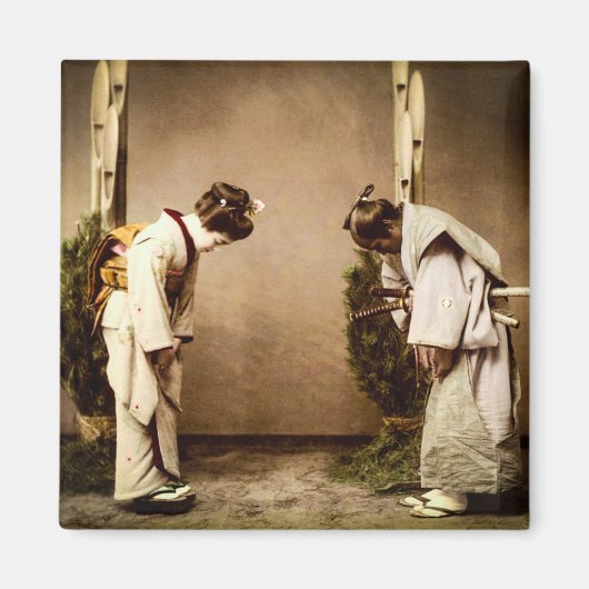 Vintag Japanisch Geisha Greetings Old Japan Magnet (Vorne)