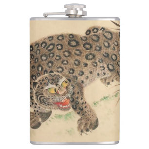Vintag Japanisch Gepunktet Leopard Scroll Flachmann