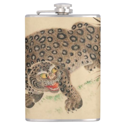 Vintag Japanisch Gepunktet Leopard Scroll Flachmann (Vorderseite)
