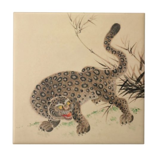 Vintag Japanisch Gepunktet Leopard Scroll Fliese (Vorderseite)
