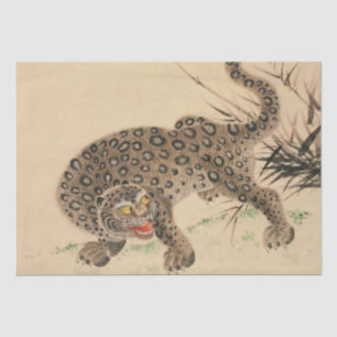 Vintag Japanisch Gepunktet Leopard Scroll Seidenpapier
