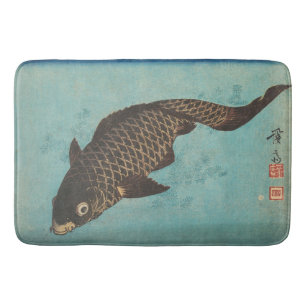 Vintag Japanisch Koi Fish Ukiyo-e von Keisai Eisen Badematte