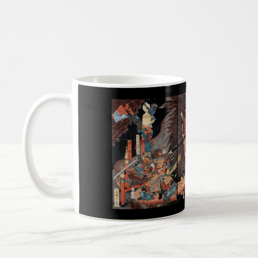 Vintag Japanisch Samurai vs. Oni Kaffeetasse (Links)