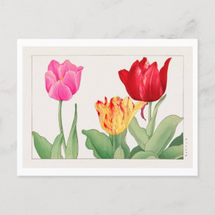 Vintag Japanisch Tulip Woodblock Print Postkarte