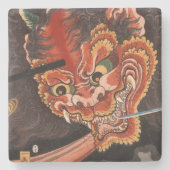 Vintag Japanisch Yokai Oni King Fine Art Steinuntersetzer (Vorderseite)