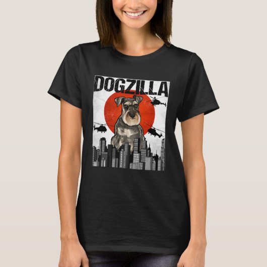 Vintag Japanischer Dogzilla Miniature Schnauzer T-Shirt (Vorderseite)