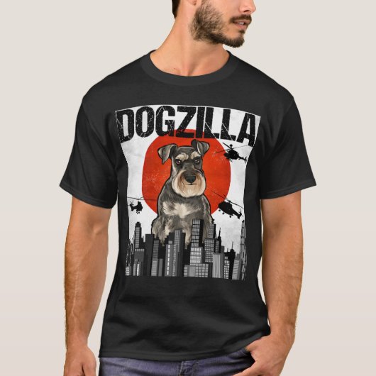 Vintag Japanischer Dogzilla Miniature Schnauzer T-Shirt (Vorderseite)