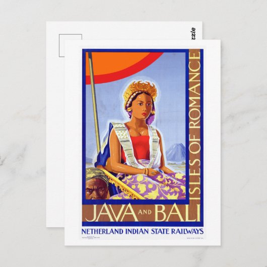 Vintag Java Bali Indonesia Travel Postkarte (Vorne/Hinten)