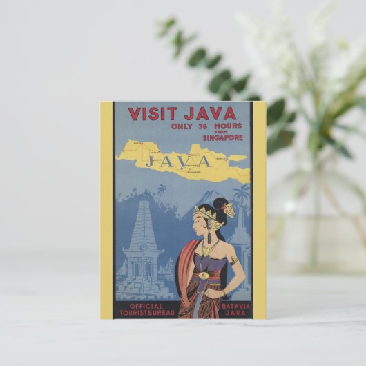 Vintag Java Indonesia Travel Postkarte (Stehend Vorderseite)