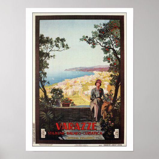 Vintag Jazz Age Varazze Italienisches Reiseplakat Poster (Vorne)