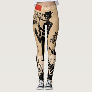 Vintag Jazz Band Poster: Cooles Design Leggings