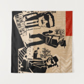 Vintag Jazz Band Poster: Cooles Design Wandteppich (Vorderseite (Horizontal))