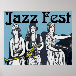 Vintag Jazz Fest Women Poster