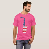 Vintag Jazz Shirt 4. Juli Amerikanische Flagge Sax (Vorne ganz)