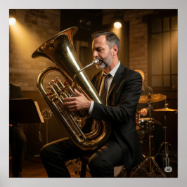 Vintag Jazz Tuba Player Poster