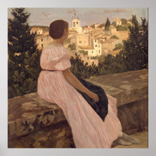 Vintag Jean Frederic Bazille Das rosa Kleid Poster