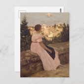 Vintag Jean Frederic Bazille Das rosa Kleid Postkarte (Vorne/Hinten)