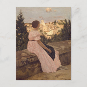 Vintag Jean Frederic Bazille Das rosa Kleid Postkarte