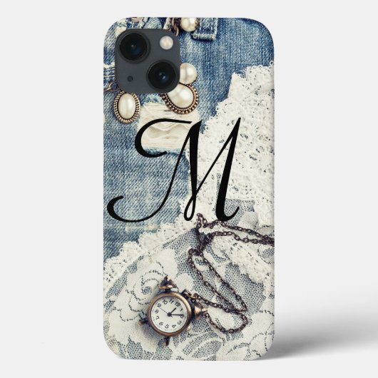 Vintag Jeans Viktorianisch Lace Monogram IPAD Case (Rückseite)