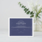 Vintag Jefferson Monument Blueprints Postkarte (Stehend Vorderseite)