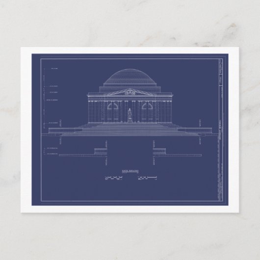 Vintag Jefferson Monument Blueprints Postkarte (Vorderseite)