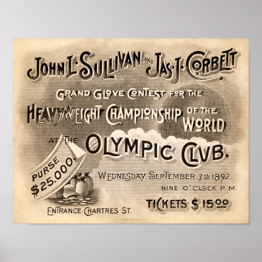 Vintag Jeffries vs. Sharkey Poster (Vorne)