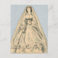 Vintag Jenny Lind Paper Doll Bridal Gown Postcard