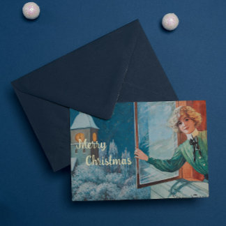 Vintag Jenny Nyström Custom Frohe Weihnachten Folien Feiertagskarte