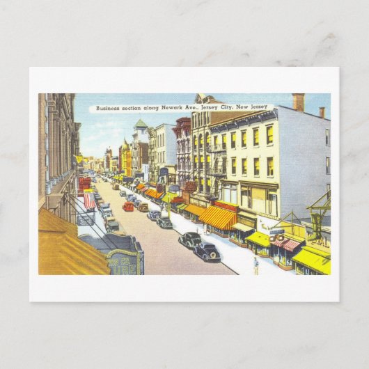 Vintag Jersey City, New Jersey, Downtown View Postkarte (Vorderseite)