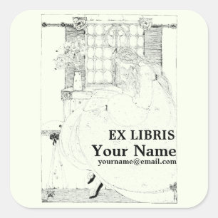 Vintag Jessie Marion King Ex Libris Template Quadratischer Aufkleber