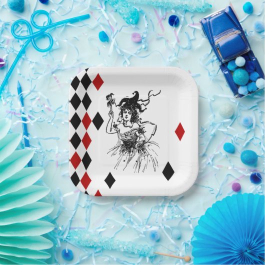 Vintag Jester Lady Pappteller (Party)