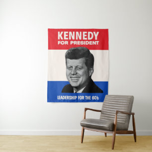 Vintag JFK Kennedy für Präsidentschaftskampagne 19 Wandteppich