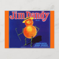 Vintag Jim Dandy Anthropomorphe Orange Postkarten