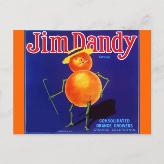 Vintag Jim Dandy Anthropomorphe Orange Postkarten (Vorderseite)