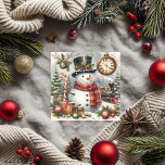 Vintag Jingle Bells & Christmas Snowman Feiertagskarte<br><div class="desc">Mit unserer bezaubernden, flachen Urlaubskarte mit Vintagen Glocken und einem fröhlichen Weihnachtsschneemann! Dieses charmante Design vereint die Freude der Saison perfekt und ist somit ein idealer Weg, um Familie und Freunden herzliche Wünsche zu senden. Die zauberhafte Kombination aus festlichen Steinglocken und einem lächelnden Schneemann verleiht Ihren Weihnachtsgrüßen eine Touch Nostalgie...</div>