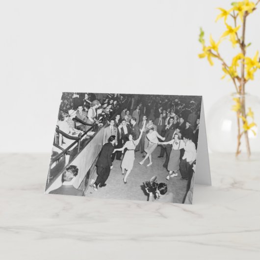 Vintag - Jitterbugging Crowd, Karte (Gelbe Blume)