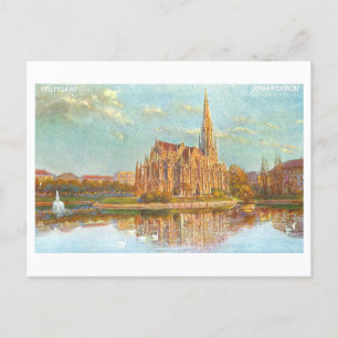 Vintag Johanneskirche in Stuttgart, Deutschland Postkarte
